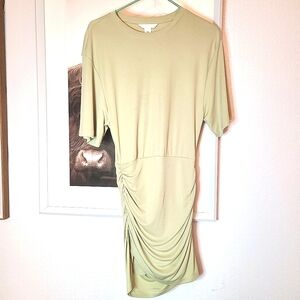 Light Khaki Green Draped Jersey Dress - Small